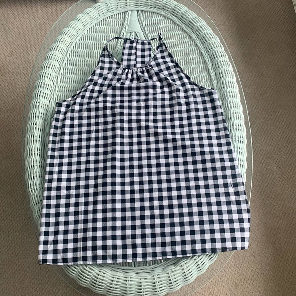 Novelty back gingham halter tank